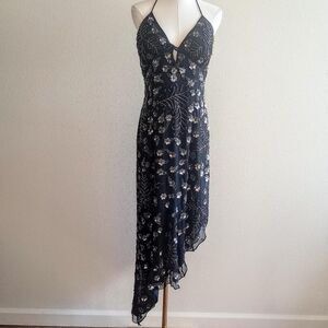 Y2K Silk Floral Beaded Sequin Fairygoth Dress